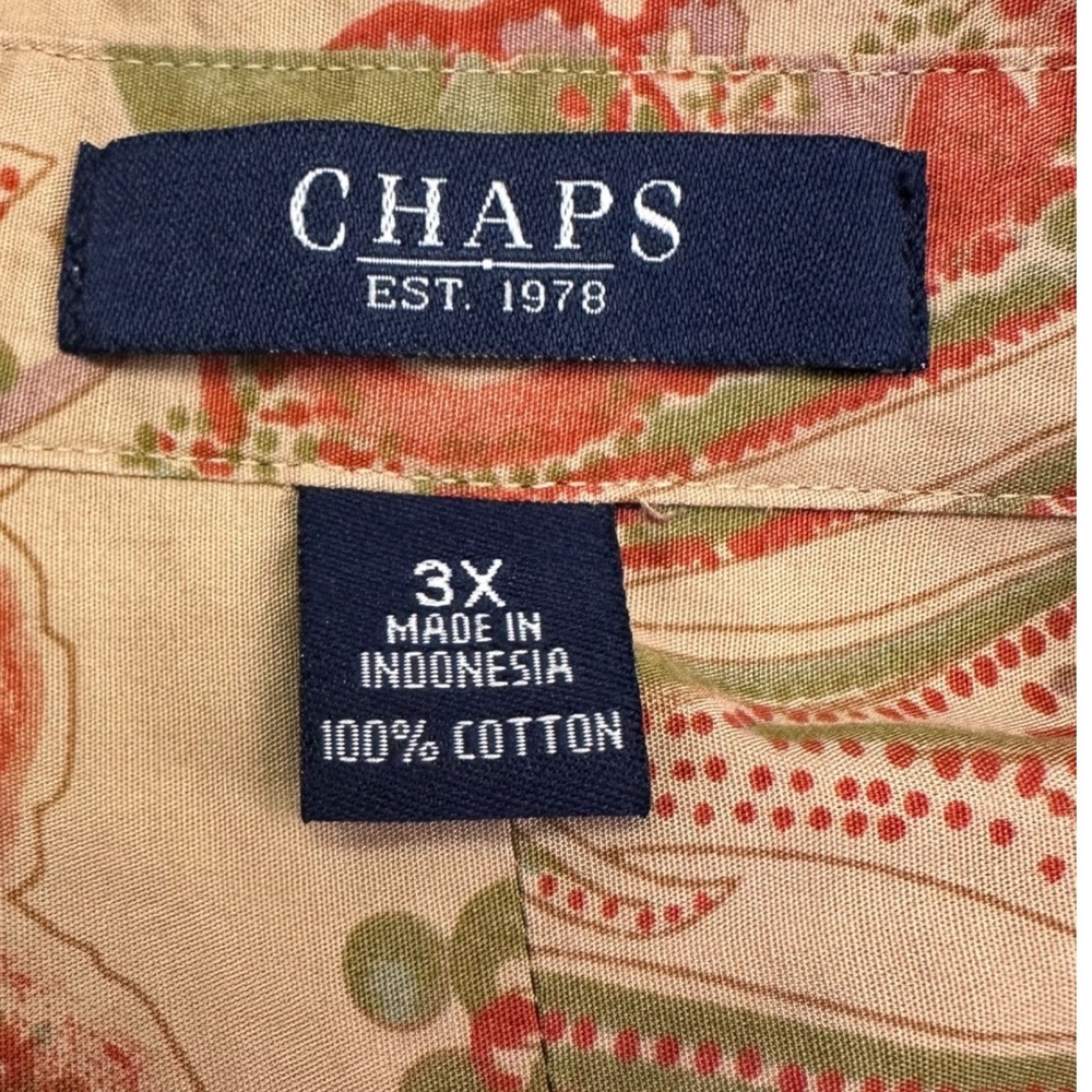 Chaps Womens Plus 3X Paisley Floral 100% Cotton Button Down Blouse Shirt Preppy - Picture 4 of 4